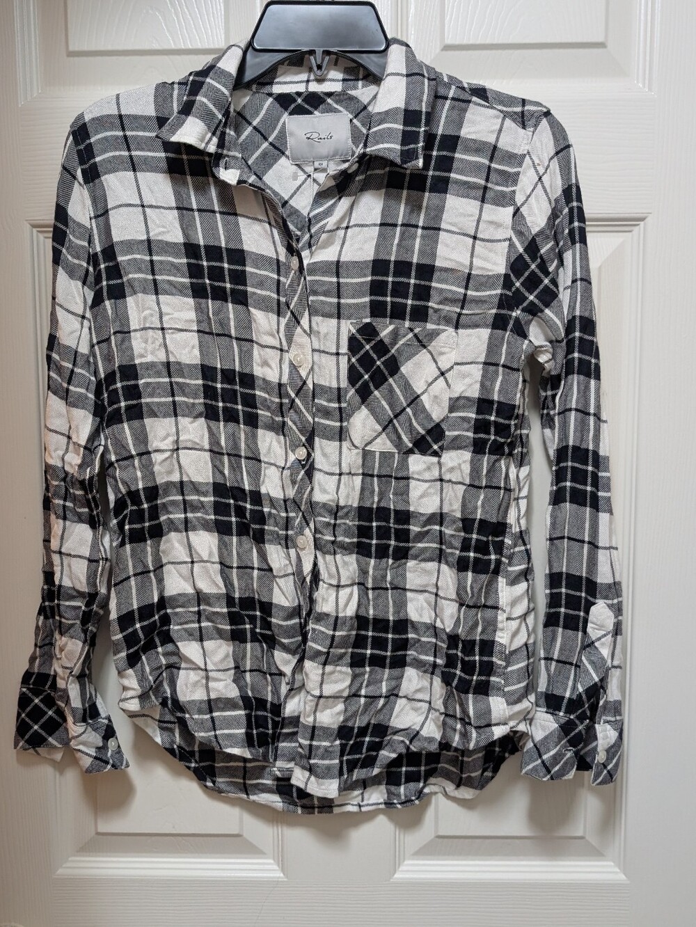 NWT Rails Hunter Plaid Button Down Shirt Size XS Snow Navy Forest White Green
